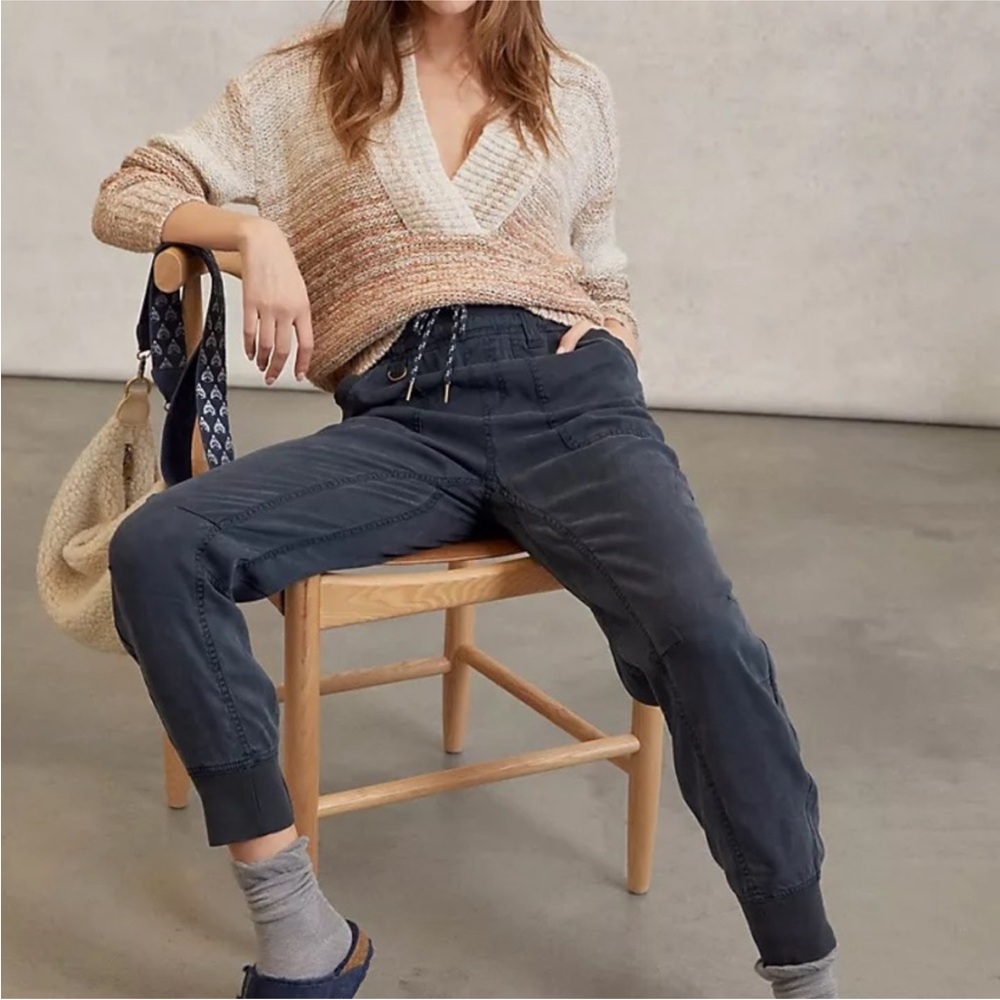 Anthropologie Pilcro Mallory Joggers Blue Washed Drawstring Ankle Pants Small - Picture 11 of 13
